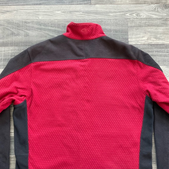 Mountain Hardwear Octans Fleece Jacket Men's LARGE Red Black Full Zip Textured - Picture 13 of 14